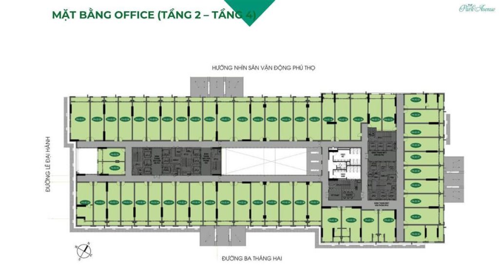 Mặt bằng Office (tầng 2 - tầng 4)
